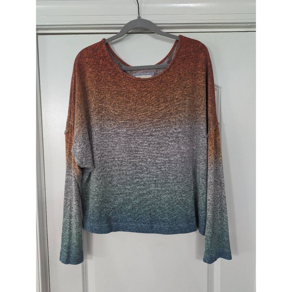 Saturday Sunday by Anthropologie Ombre Rainbow Sweater Lightweight Dolman size L
